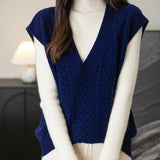 Chanyarn Women's 100% Merino Wool Sweater Vest 2025 Fall Winter Classic V Neck Cable Sleeveless Knit Sweater Tank Tops