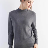 Women's Merino Wool Sweater 2025 Fall Winter Mock Neck Long Sleeve First-Line Ready to Wear Seamless Knit Sweater