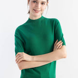 Women's Merino Wool Sweater 2025 Fall Winter Mock Neck Short Sleeve First-Line Ready to Wear Seamless Knit Sweater