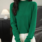 Chanyarn Women's 100% Merino Wool Seamless Sweater Mock Neck First-Line Ready to Wear Long Sleeve Knitted Pullover Tops