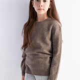 Girls 100% Merino Wool Sweater Fall Winter First-Line Ready to Wear Crewneck Long Sleeve Seamless Knit Sweater
