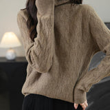Chanyarn femenino suéter de lana 100% merino 2025 otoño invierno tortuga sólida de manga larga jersey de manga de manga larga