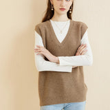 Women's 100% Merino Wool Sweater Vest 2025 Spring Classic V Neck Casual Sleeveless Knit Sweater Vest