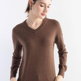 Women's Merino Wool Sweater 2025 Fall Winter V Neck Long Sleeve First-Line Ready to Wear Seamless Knit Sweater
