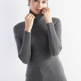 Women's Merino Wool Sweater Fall Winter Turtleneck Rib Long Sleeve First-Line Ready to Wear Seamless Knit Sweater