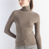 Women's Merino Wool Sweater Fall Winter Turtleneck Rib Long Sleeve First-Line Ready to Wear Seamless Knit Sweater
