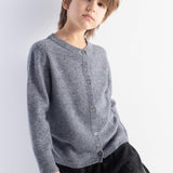 Boys 100% Merino Wool Cardigan Fall Winter First-Line Ready to Wear Crew Neck Long Sleeve Seamless Knit Sweater
