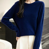 Women's 100% Merino Wool 2025 Fall Winter Crewneck First-Line Ready to Wear Long Sleeve Seamless Knit Sweater