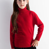 Girls 100% Merino Wool Sweater Fall Winter First-Line Ready to Wear Turtleneck Long Sleeve Seamless Pullover