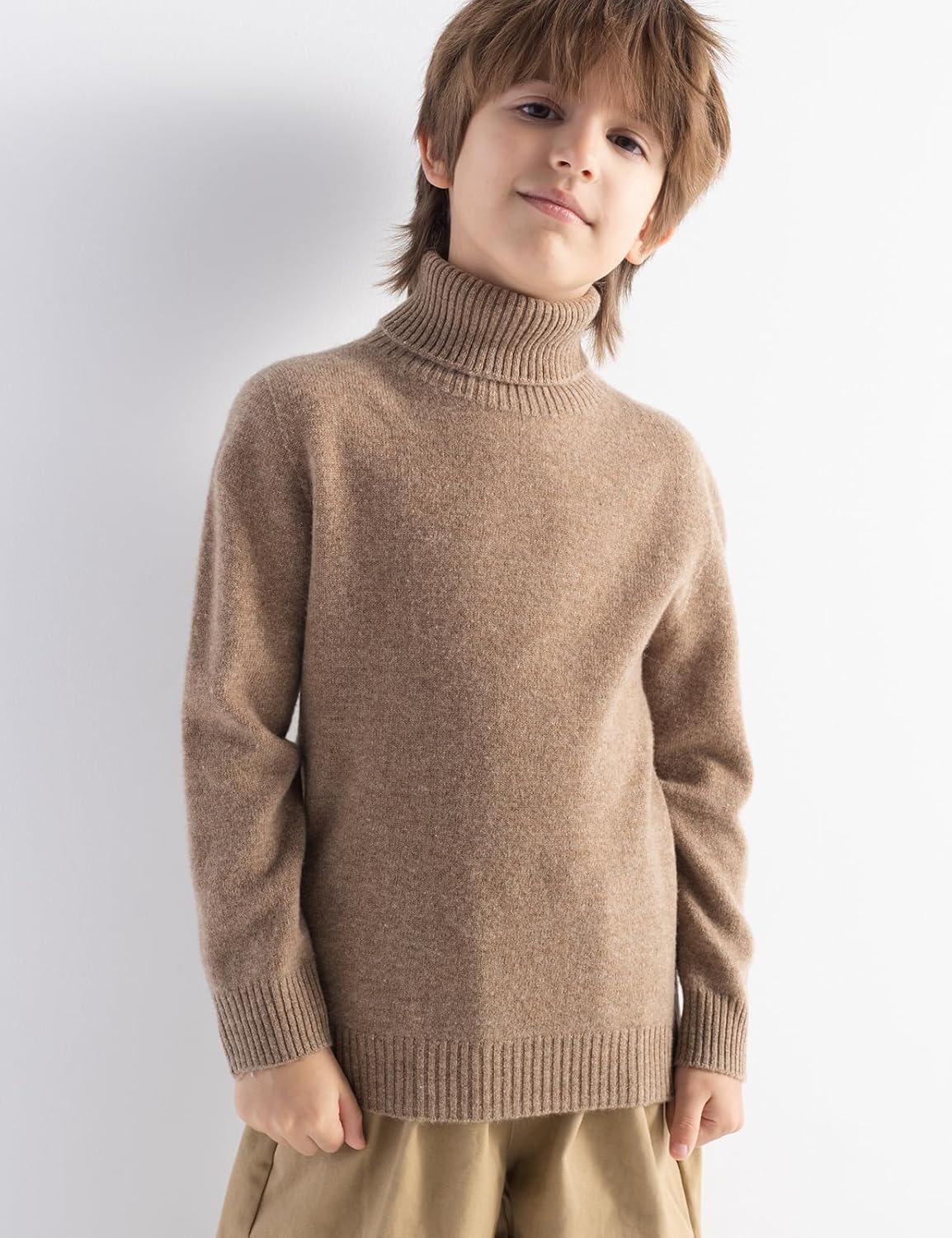 男の子と女の子100％メリノウールのセーター秋の冬の最初のラインタートルネック長袖のプルオーバーを着用する準備ができています