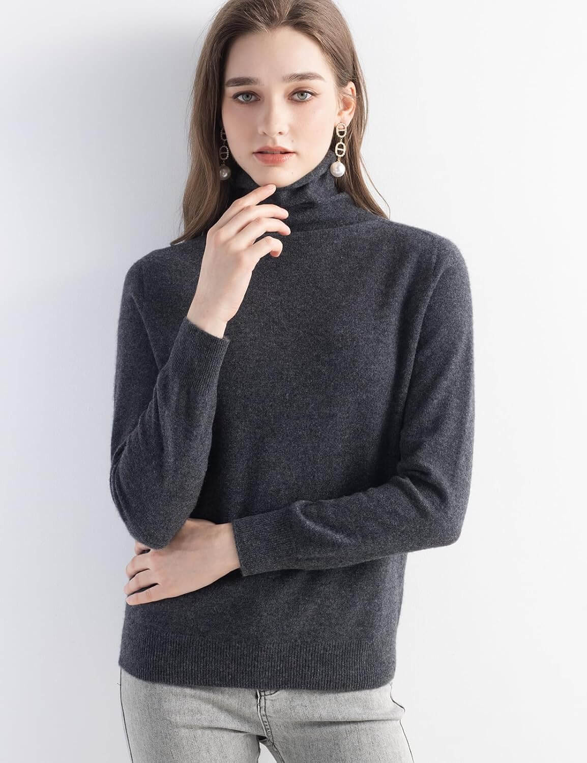 100% Pure Cashmere Women's Sweater Turtleneck Long Sleeve Warm Soft 2025 Fall Winter Knit Pullover