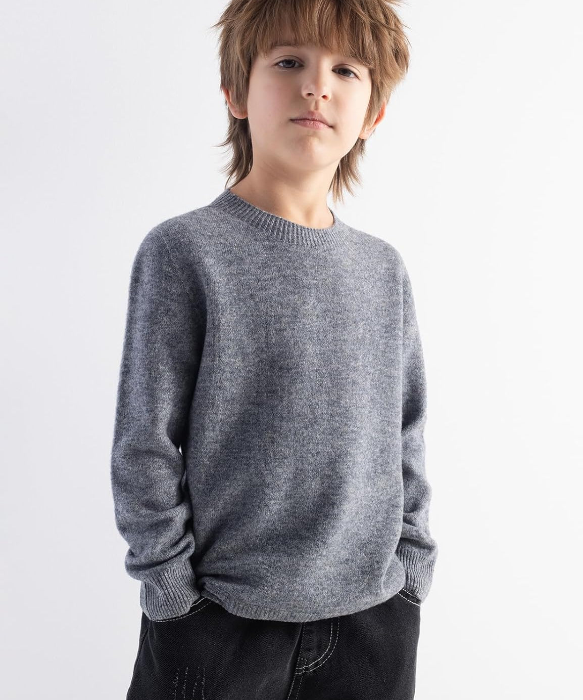 Boys' 100% Merino Wool Seamless Crewneck Sweater