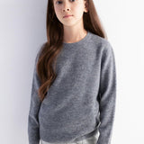 Girls 100% Merino Wool Sweater Fall Winter First-Line Ready to Wear Crewneck Long Sleeve Seamless Knit Sweater