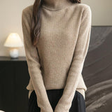 Women's 100% Merino Wool Turtleneck Sweater 2025 Fall Winter Long Sleeve Warm Soft Ribbed Knit Pullover Sweater