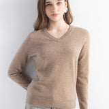 Women's 100% Pure Cashmere Women's Sweater V-Neck Long Sleeve 2025 Fall Winter Warm Soft Knit Pullover