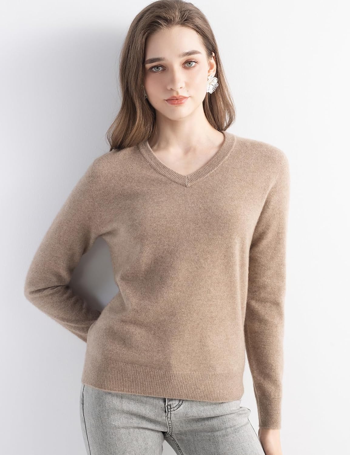 Mongolian Cashmere V-Neck Sweater