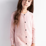 Girls 100% Merino Wool Cardigan Fall Winter First-Line Ready to Wear Crewneck Long Sleeve Seamless Sweater