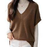 Merino Wool Casual V-Neck Knit Sweater Vest