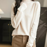 Chanyarn Women's 100% Merino Wool Seamless Sweater Mock Neck First-Line Ready to Wear Long Sleeve Knitted Pullover Tops