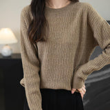 Chanyarn Women's 100% Merino Wool Crew Neck Sweater 2025 Fall Winter Casual Solid Long Sleeve Warm Soft Knitted Sweater