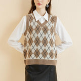 Giubbotto da maglione da donna al 100% da donna 2025 Diamond inverno autunno V Glet maglione a maglia senza maniche