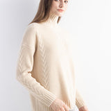 100% Cashmere Cable Knit Mock Neck Sweater