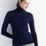 Women's Merino Wool Sweater Fall Winter Turtleneck Rib Long Sleeve First-Line Ready to Wear Seamless Knit Sweater