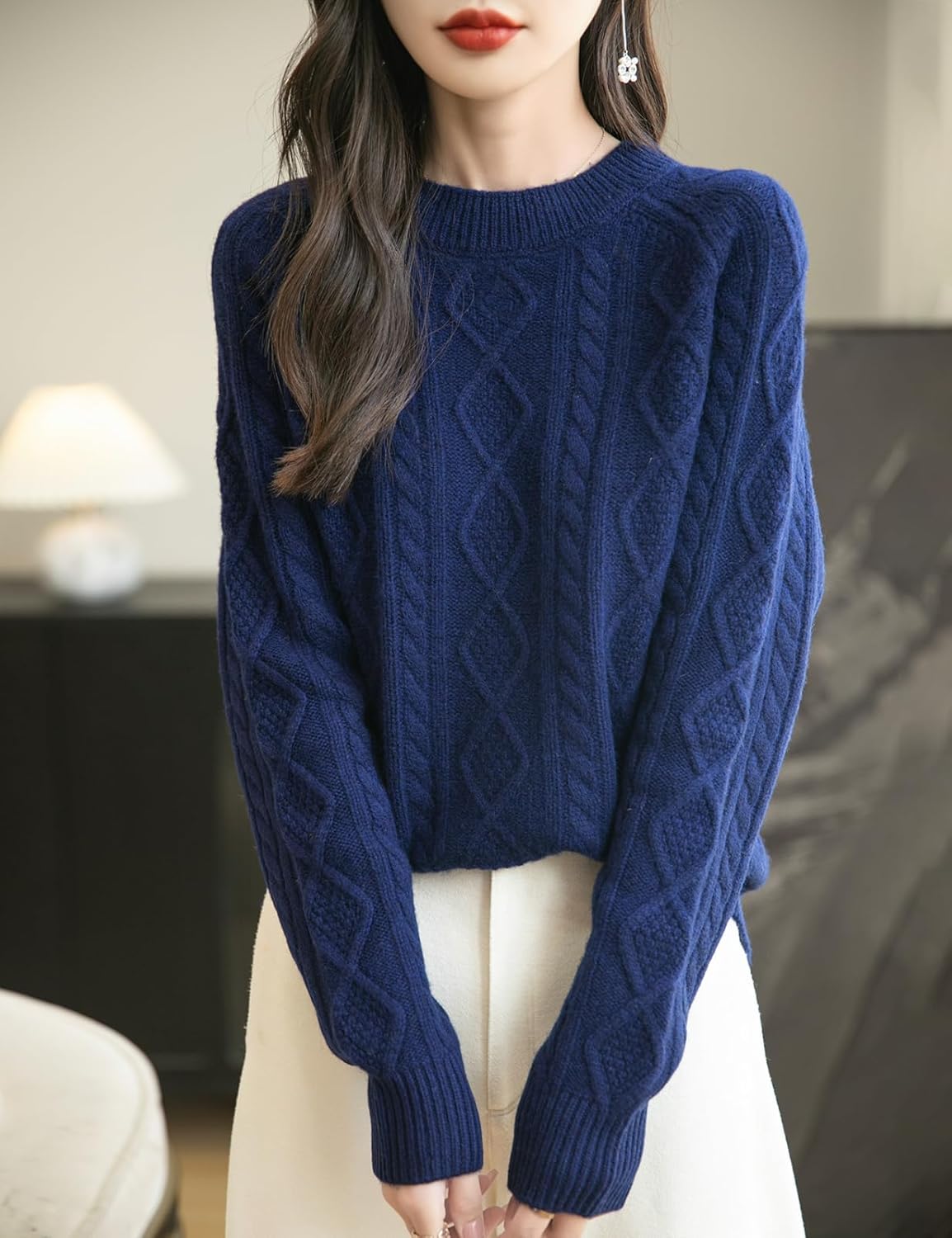Chanyarn Pull à laine de mérinos de Chanyarn 2025 Automne d'hiver Casual Crewneck à manches longues Câble vintage Pull en tricot