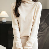Chanyarn Women's100％メリノウールシームレスセータータートルネックファーストライン長いスリーブニットプルオーバートップを着用する準備ができています