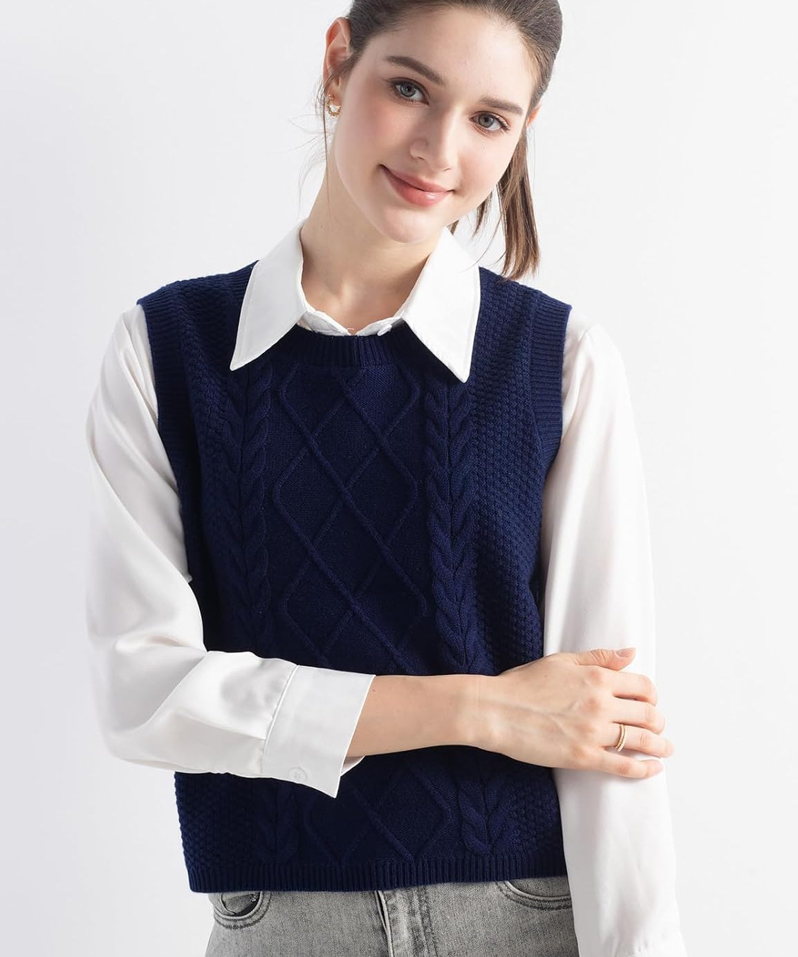 Merino Wool Cable Knit Sweater Vest
