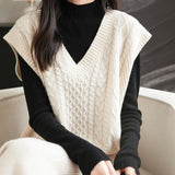 Chanyarn Women's 100% Merino Wool Sweater Vest 2025 Fall Winter Classic V Neck Cable Sleeveless Knit Sweater Tank Tops