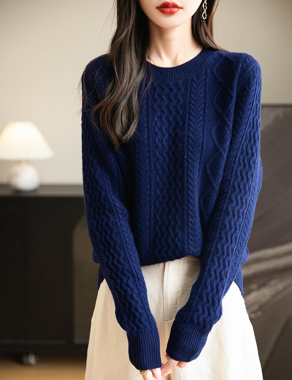 Chanyarn Women's Crew Neck 100% Merino Wool Sweater 2025 Otoño Invierno Cable Cable de manga larga suave suave suéter de manga larga