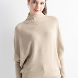 Suéter de malha grande com gola morcego e mistura de lã Merino