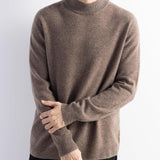 Men's 100% Merino Wool Sweater 2025 Fall Winter First-Line Ready to Wear Mock Neck Long Sleeve Seamless Knit Sweater