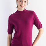 Women's Merino Wool Sweater 2025 Fall Winter Mock Neck Short Sleeve First-Line Ready to Wear Seamless Knit Sweater
