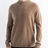 Men's 100% Merino Wool Sweater 2025 Fall Winter First-Line Ready to Wear Mock Neck Long Sleeve Seamless Knit Sweater