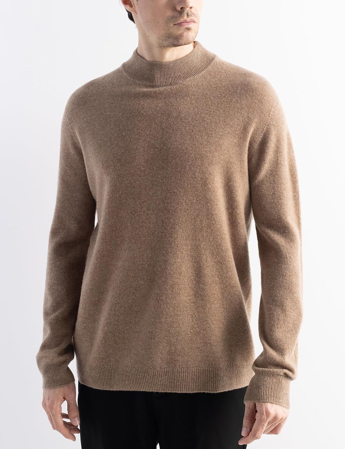 Men's 100% Merino Wool Sweater 2025 Fall Winter First-Line Ready to Wear Mock Neck Long Sleeve Seamless Knit Sweater
