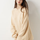 30% Cashmere 70% Merino Wool Batwing Sleeves Crew Neck Sweater