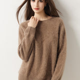 Suéter sem costura 100% lã Merino com gola redonda