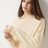 Suéter 100% Lana Merino Sin Costuras Con Cuello Alto