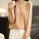 Chanyarn Women's 100% Merino Wool Seamless Sweater Mock Neck First-Line Ready to Wear Long Sleeve Knitted Pullover Tops