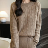 Chanyarn Women's Crew Neck 100% Merino Wool Sweater 2025 Otoño Invierno Cable Vintage Capas de manga larga cálida