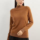 100% Pure Cashmere Women's Sweater Mock Neck Long Sleeve Warm Soft 2025 Fall Winter Knit Pullover