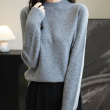 Chanyarn Women's 100% Merino Wool Seamless Sweater Mock Neck First-Line Ready to Wear Long Sleeve Knitted Pullover Tops