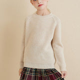 Girls Crew Neck 100% Merino Wool Sweater 2025 Fall Winter Kids Warm Soft Long Sleeve Knitted Pullover Sweater