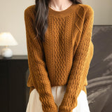 Chanyarn Women's Crew Neck 100% Merino Wool Sweater 2025 Otoño Invierno Cable Cable de manga larga suave suave suéter de manga larga