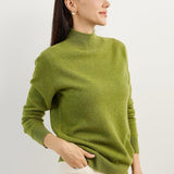 100% Pure Cashmere Women's Sweater Mock Neck Long Sleeve Warm Soft 2025 Fall Winter Knit Pullover
