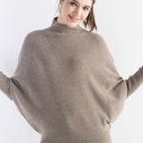 Suéter de malha grande com gola morcego e mistura de lã Merino