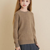 Chanyarn Girls 100% Merino Wool Sweater 2025 Fall Winter Kids Solid Crew Neck Warm Soft Long Sleeve Knit Pullover Jumper