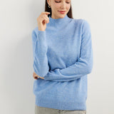 100% Pure Cashmere Women's Sweater Mock Neck Long Sleeve Warm Soft 2025 Fall Winter Knit Pullover